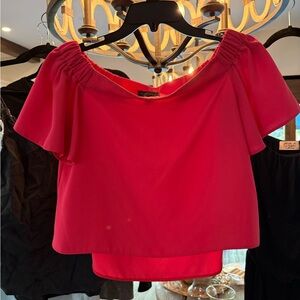 Hot pink off the shoulder top #partytop